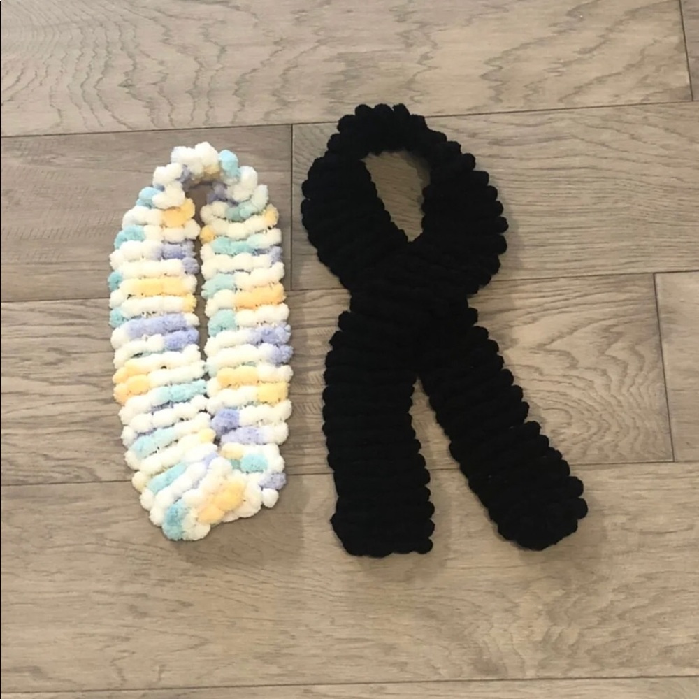 Bundle of two handmade knitted toddler scarves